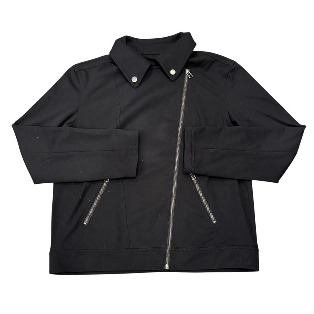Halogen Women's Asymmetrical Black Knit Moto Jacket Size S